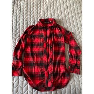 Athleta Shirt Womens XS Red Black Plaid Button Up Long Sleeve Flannel